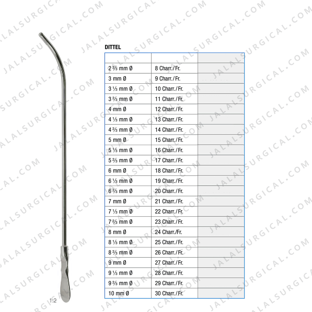 Dittel Dilating Bougie 200 mm Curved - Jalal Surgical